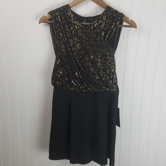 Zara Basic Gold Metallic Leopard Print Romper - Picture 2 of 8